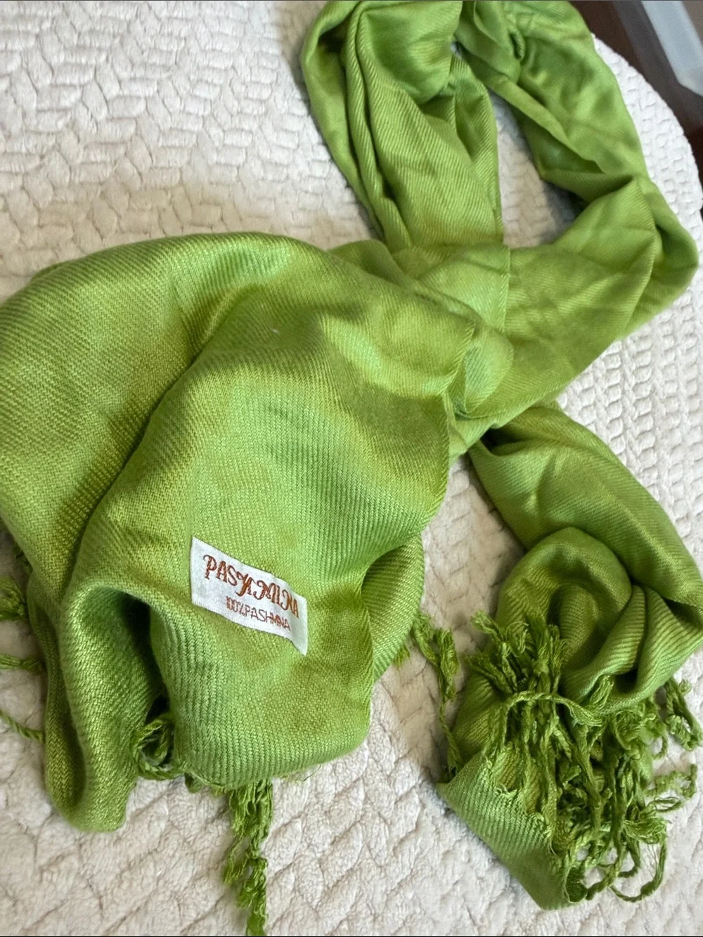 pashmina Lime Green Fringed Pashmina Scarf